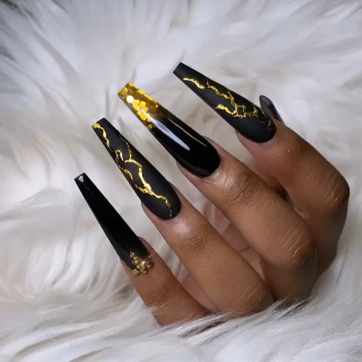 Gold & Black Nail Designs