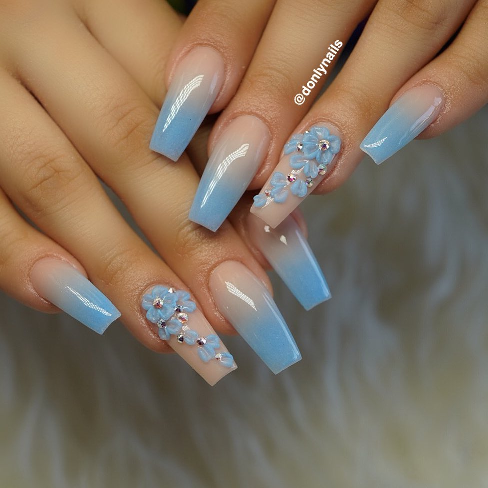 Blue orchid Ombre Nail designs