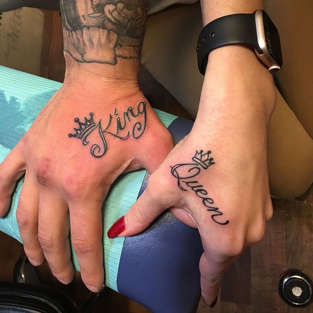 King and Queen Tattoos  Matching couple tattoos Marriage tattoos Couples  tattoo designs