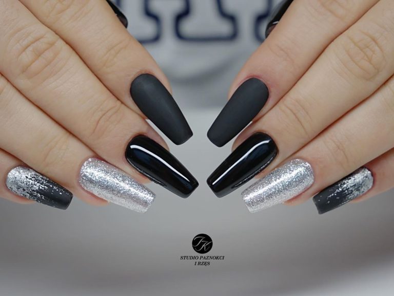 4. Ombre Black and Silver Nails - wide 5