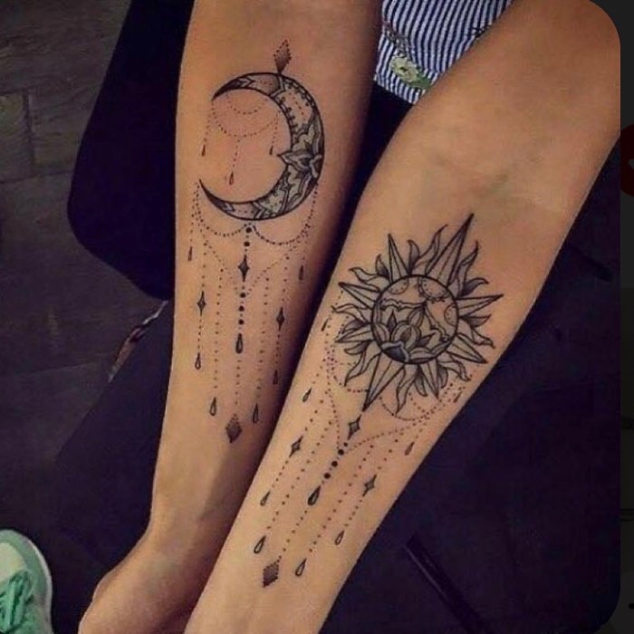 Sun and Moon Tattoo Stencils
