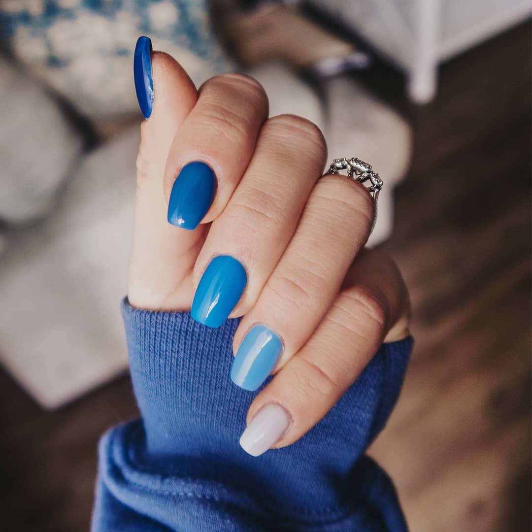 Shades of Blue Ombre Nails