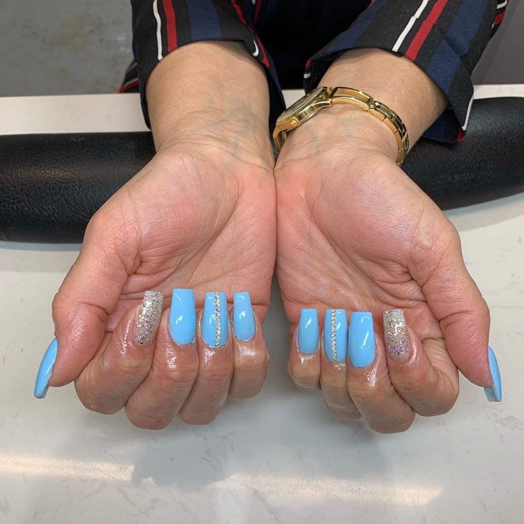 40 Blue Coffin Nail Designs To Elevate Any Look