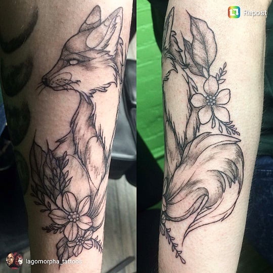 Fox and flowers by Cam Pohl at the Tampa Tattoo Arts Convention. :] : r/ tattoos