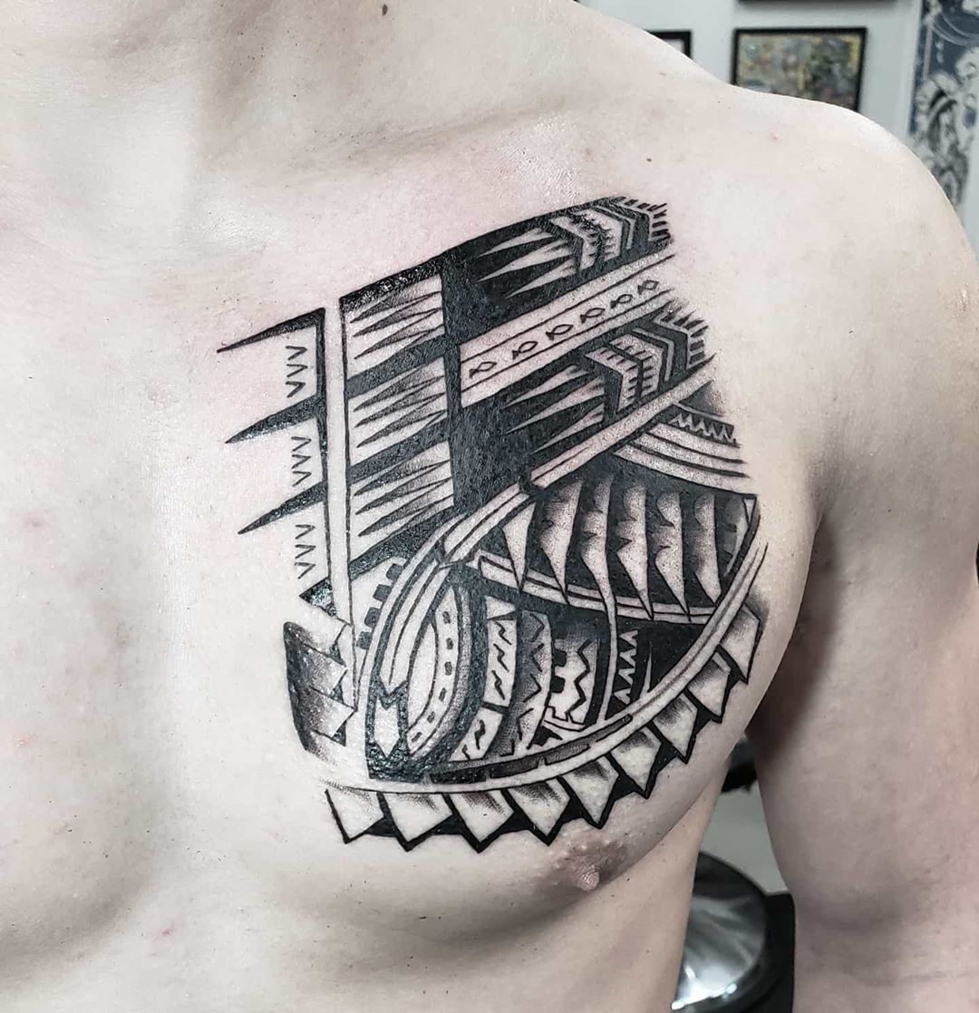 Samoan chest tattoo