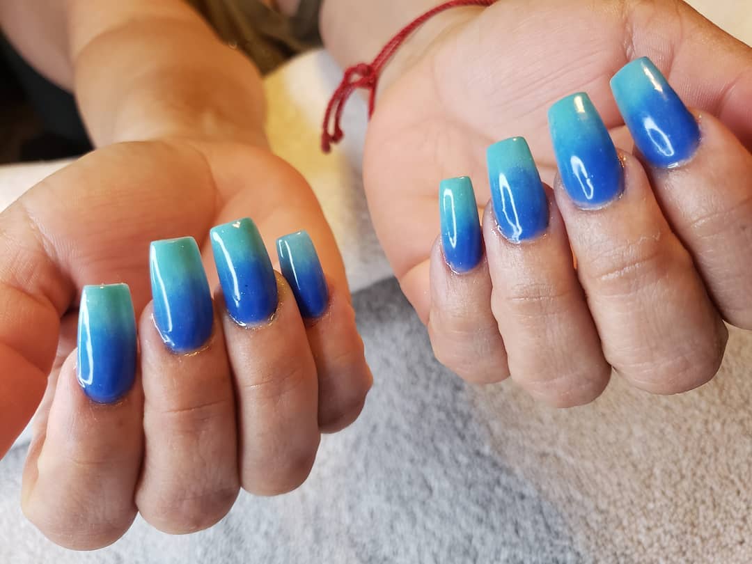 Aqua Blue Ombre Nails