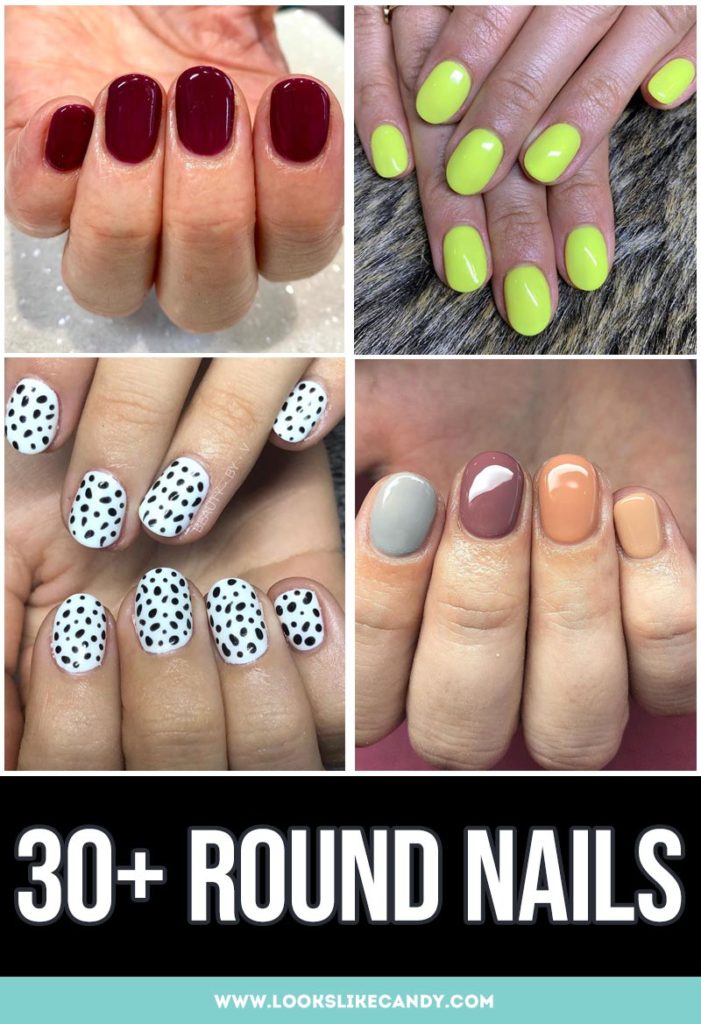 Round nails are versatile. From long and short styles, see the latest looks on this classic nail design style!