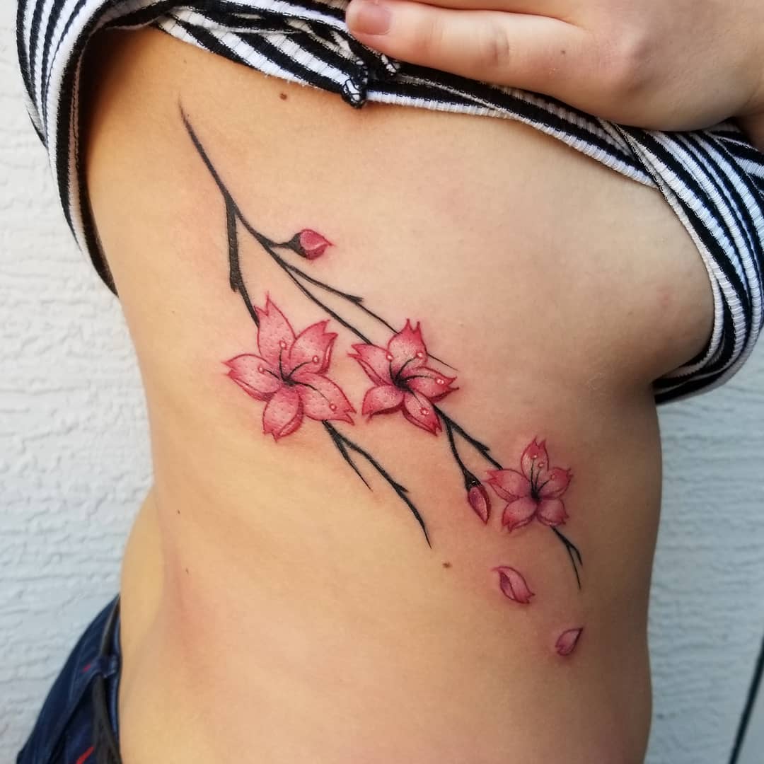 Side and back Cherry Blossom Tattoo