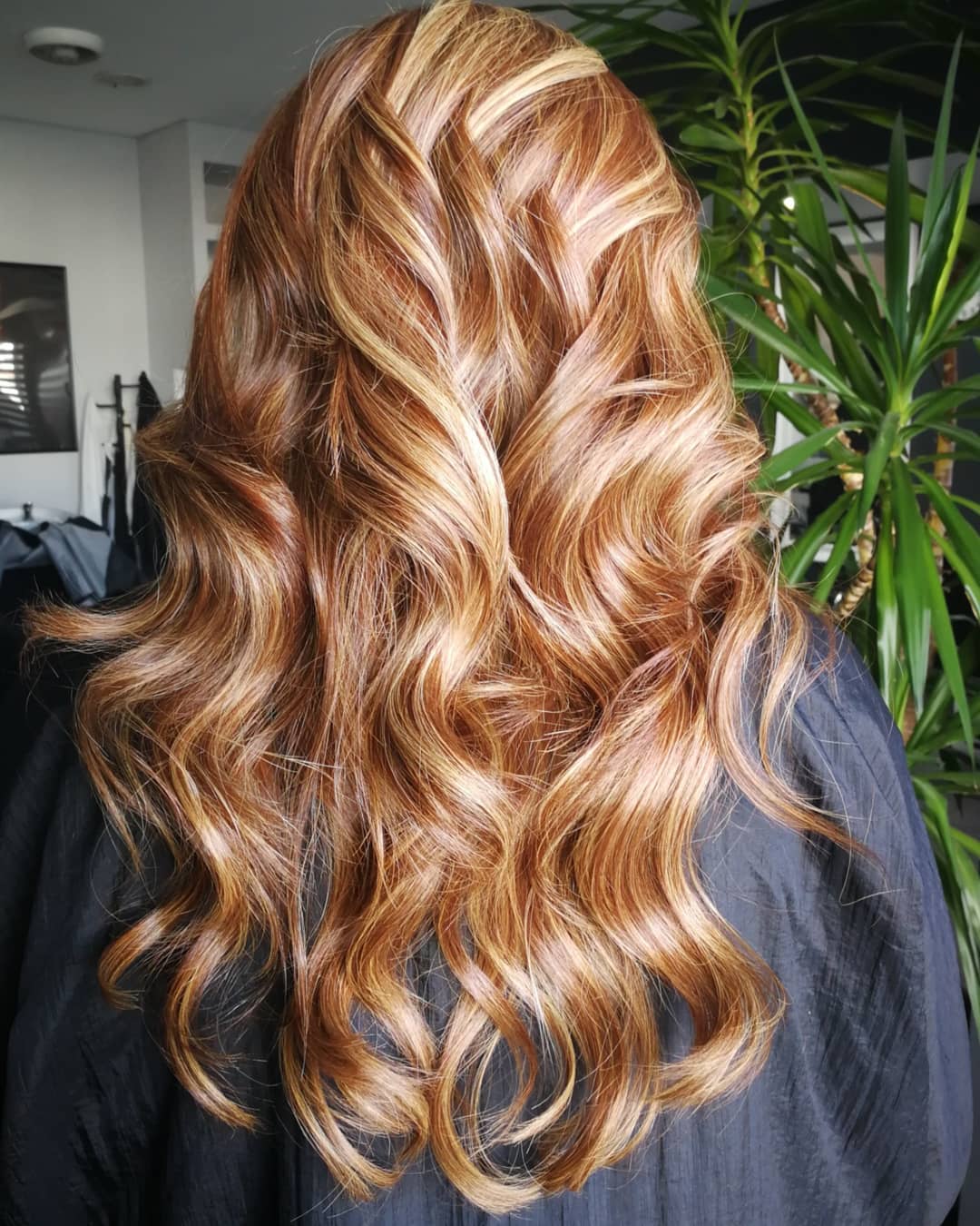 Red hair with blonde highlights