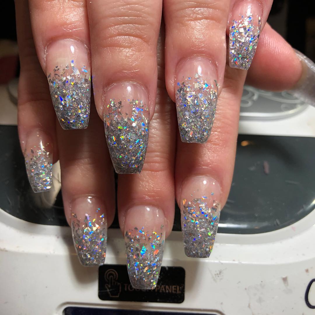 Dazzling image of ombre sparkle nails for nail design inspiration