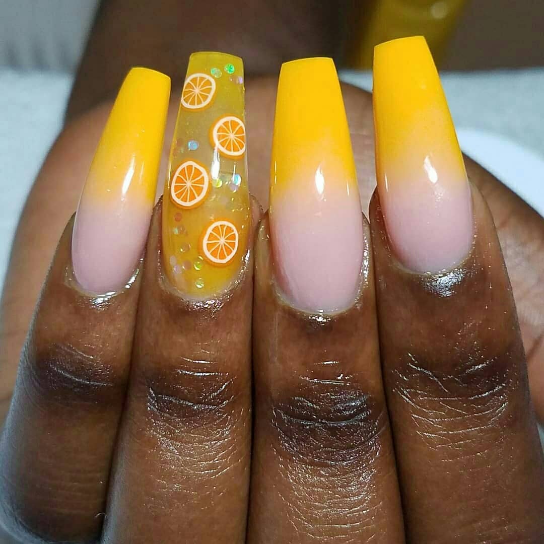 Citrus Magic Yellow Acrylic Nails 