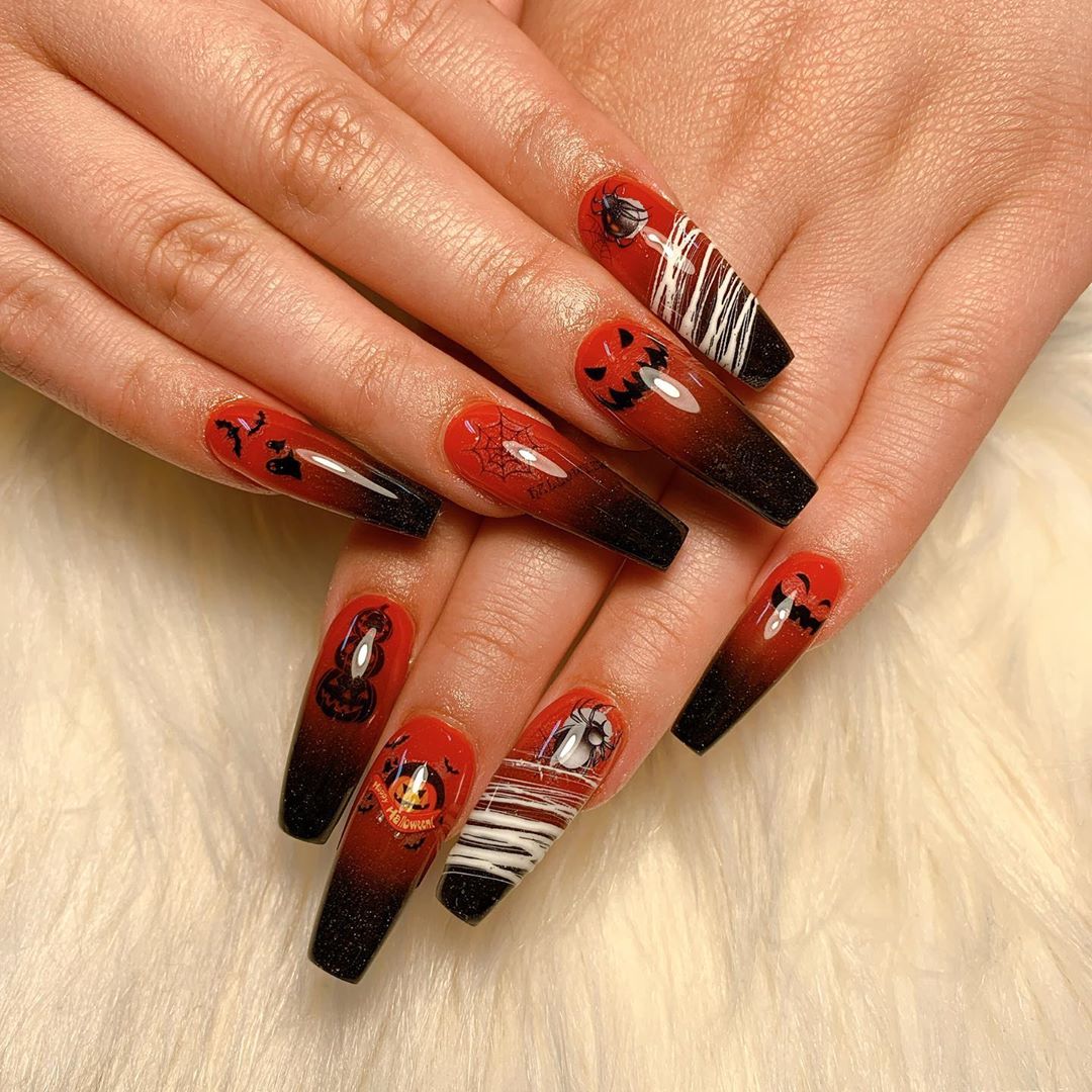 Image of Red & Black Ombre Nails technique