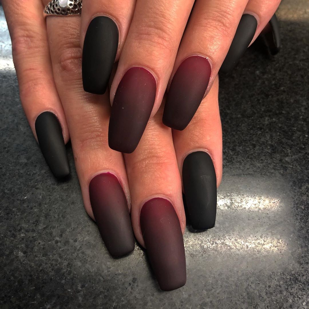 Best Red & Black Ombre Nails