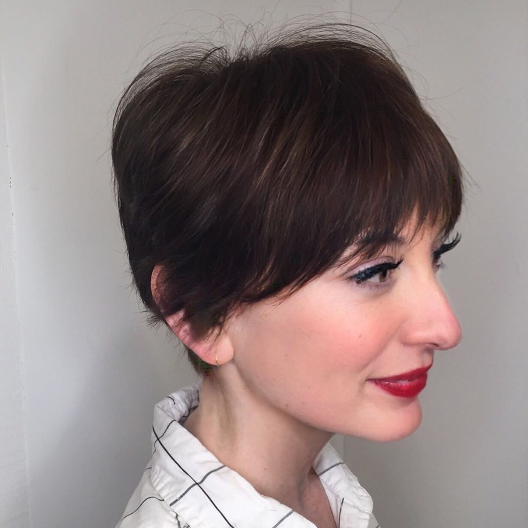 Image of woman with short hair with bangs hairstyle