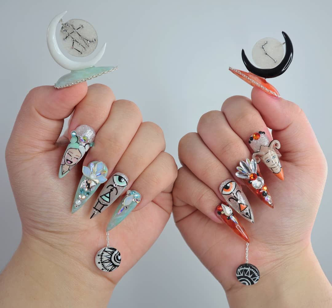 Incredible image of astrology nails idea