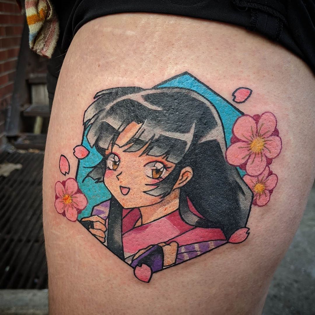 Japanese Sakura tattoo with anime