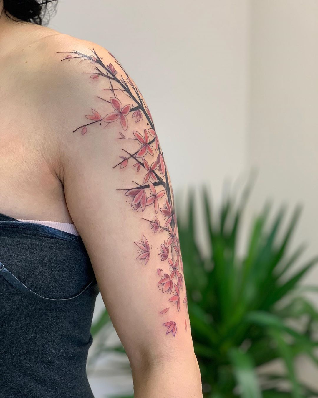 Japanese Sakura tattoo down length of arm