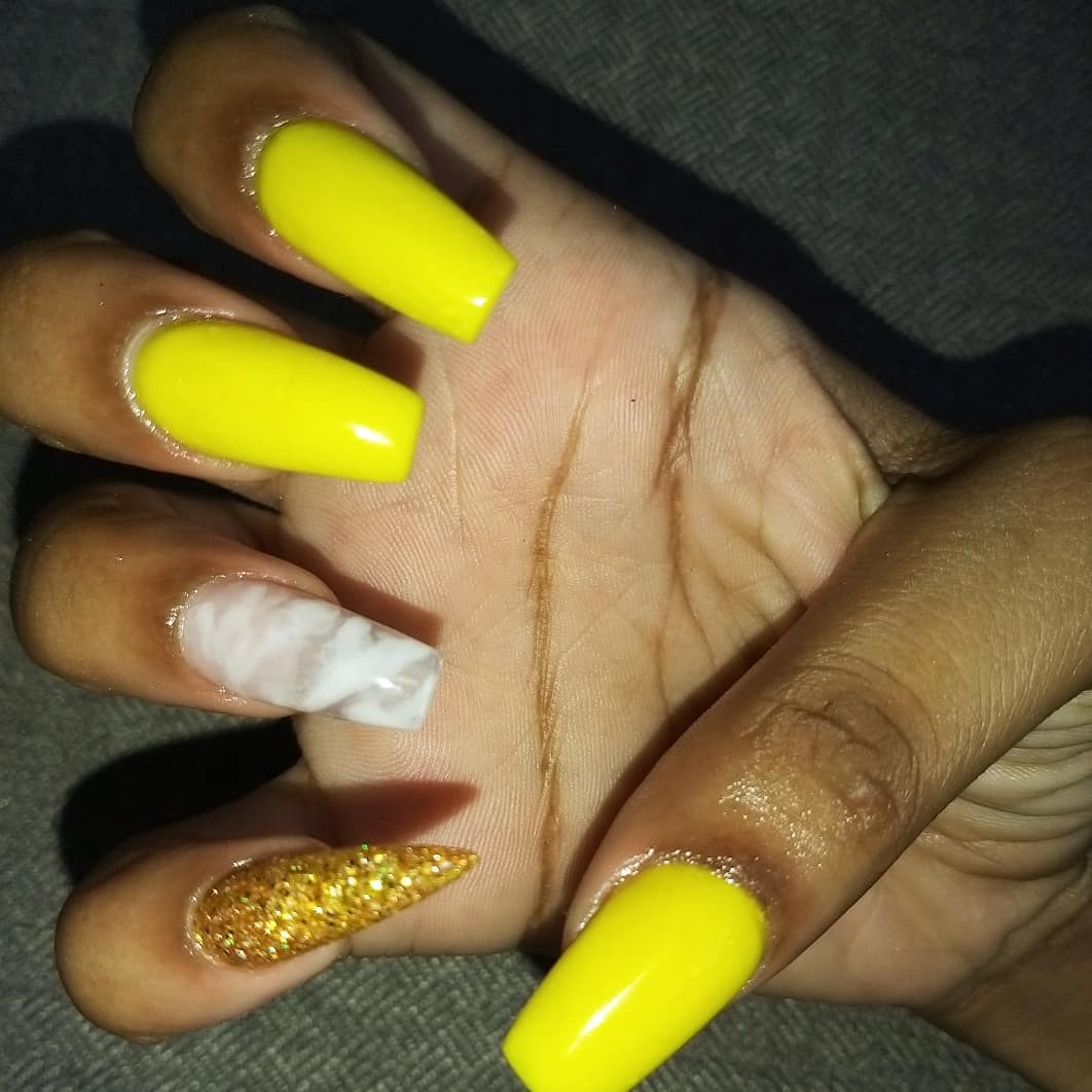 Mash up of yellow nail styles