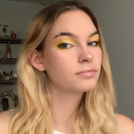 Inspirational image of yellow eye shadow makeup looks.