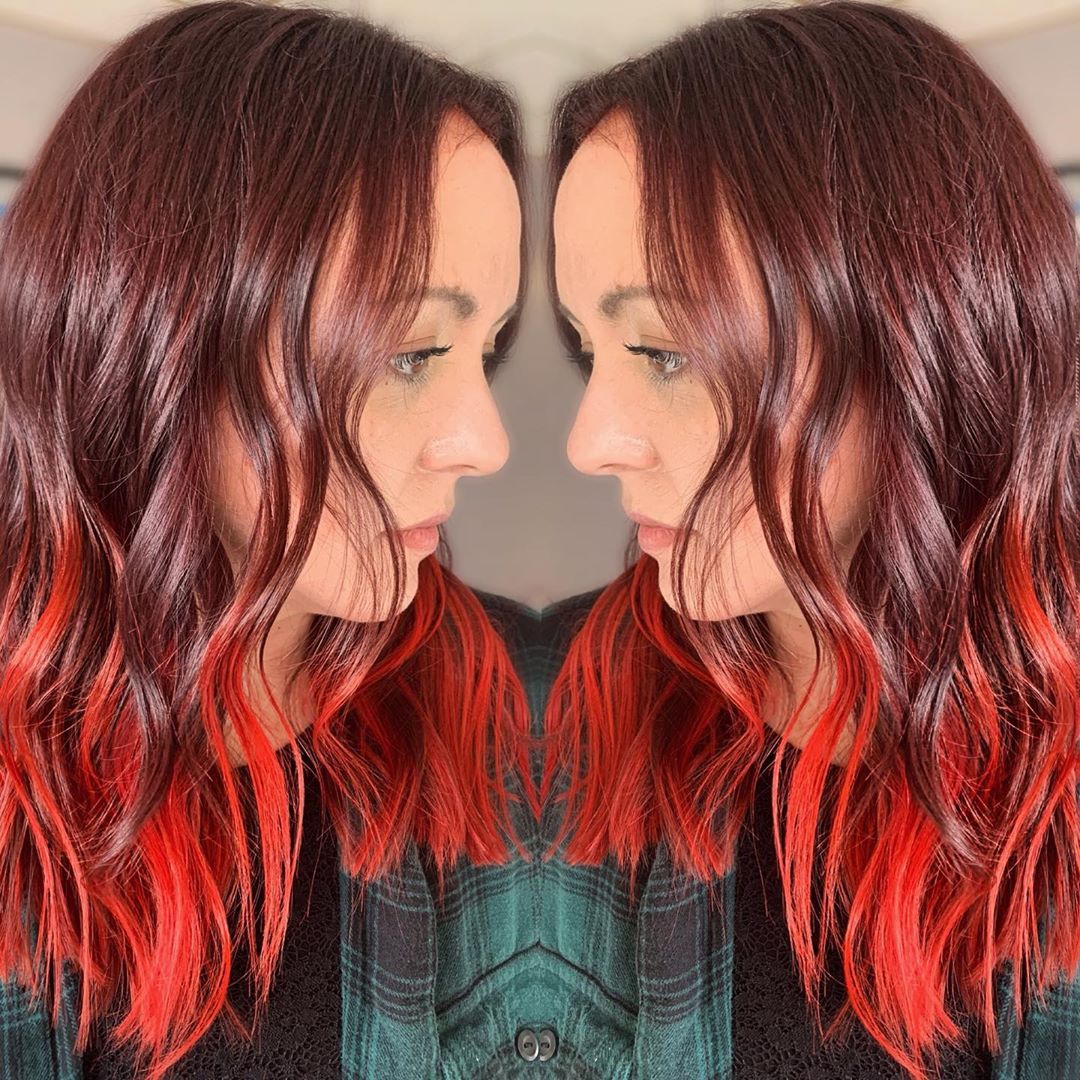 Stunning image of red balayage hairstyle