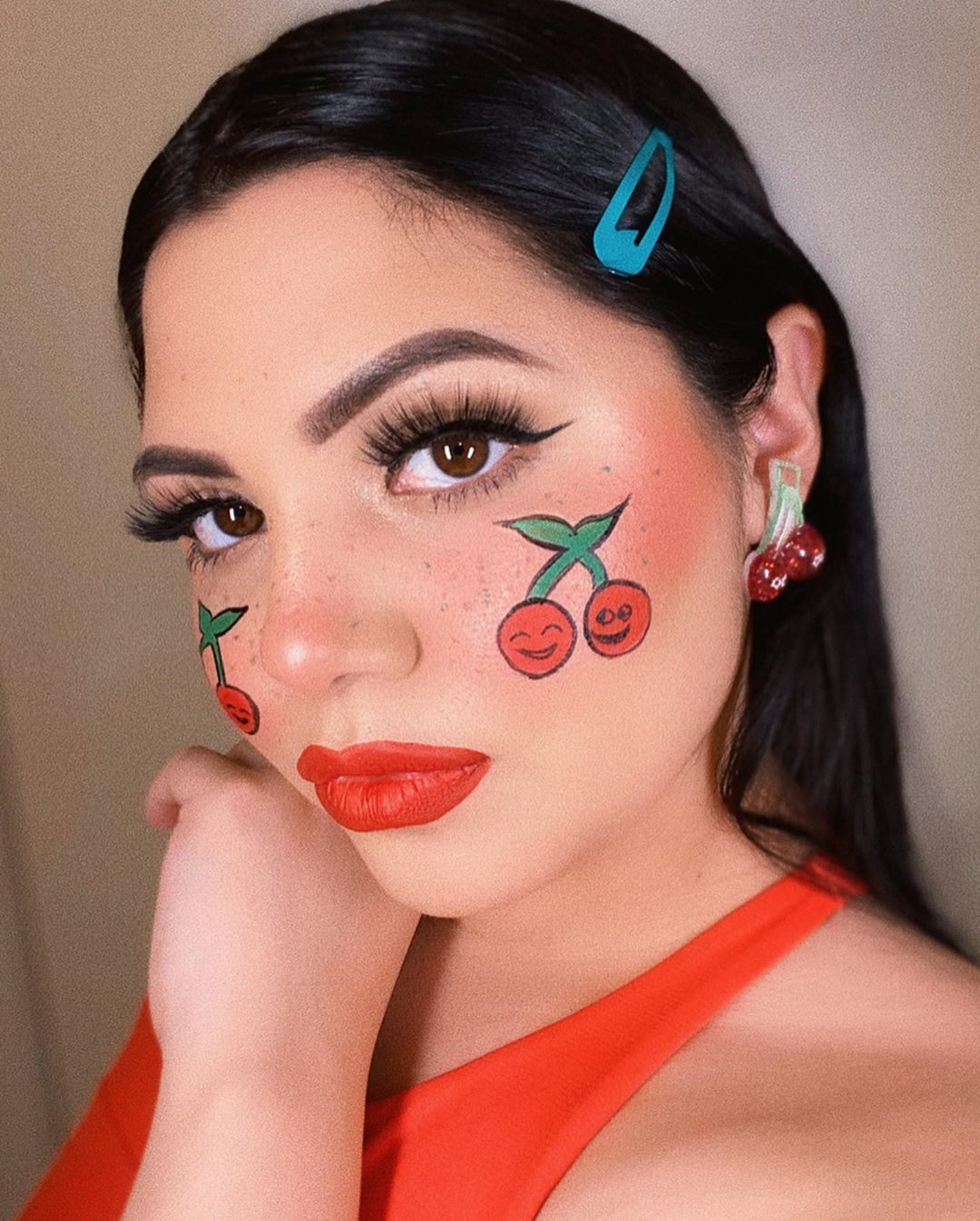 Faux Freckles Look with Cherries