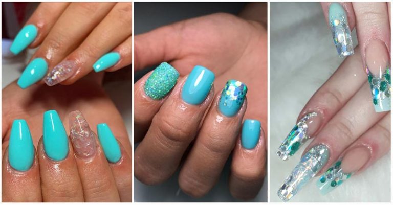2. Trendy Aqua and White Marble Nail Design for 2024 - wide 1