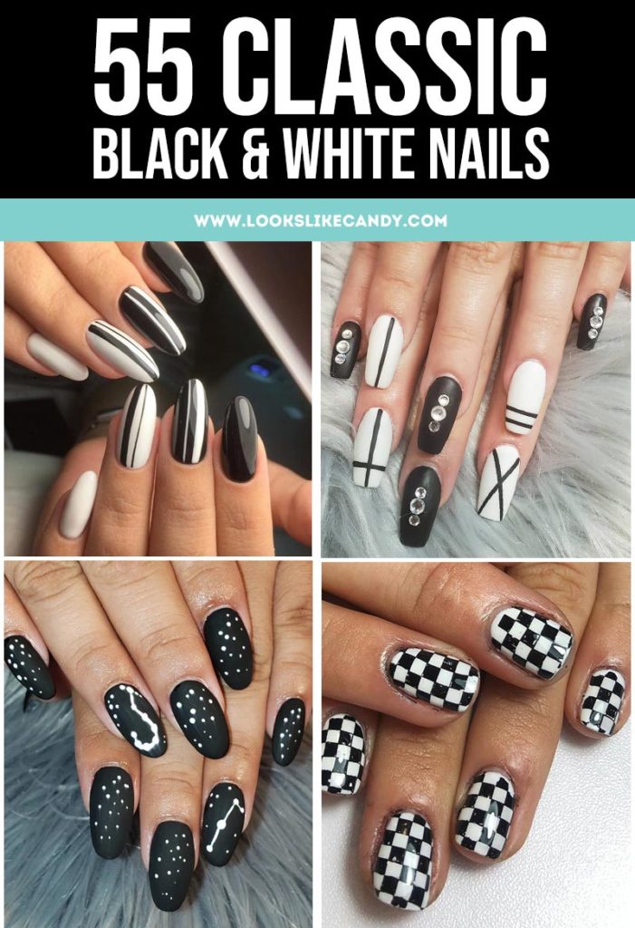 Simple black and white nail art