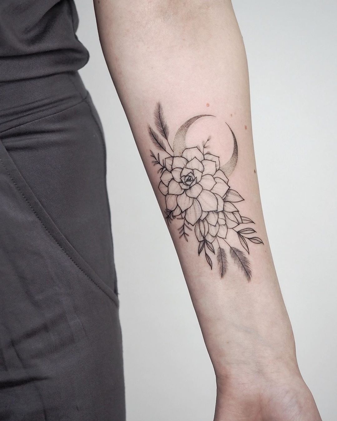 Crescent Moon Tattoo on forearm