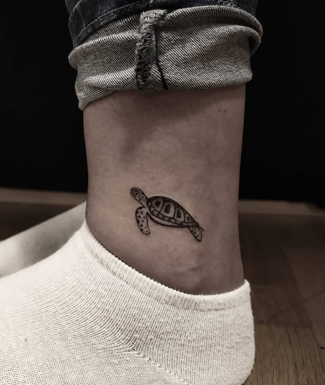 ankle Sea Turtle Tattoo design 