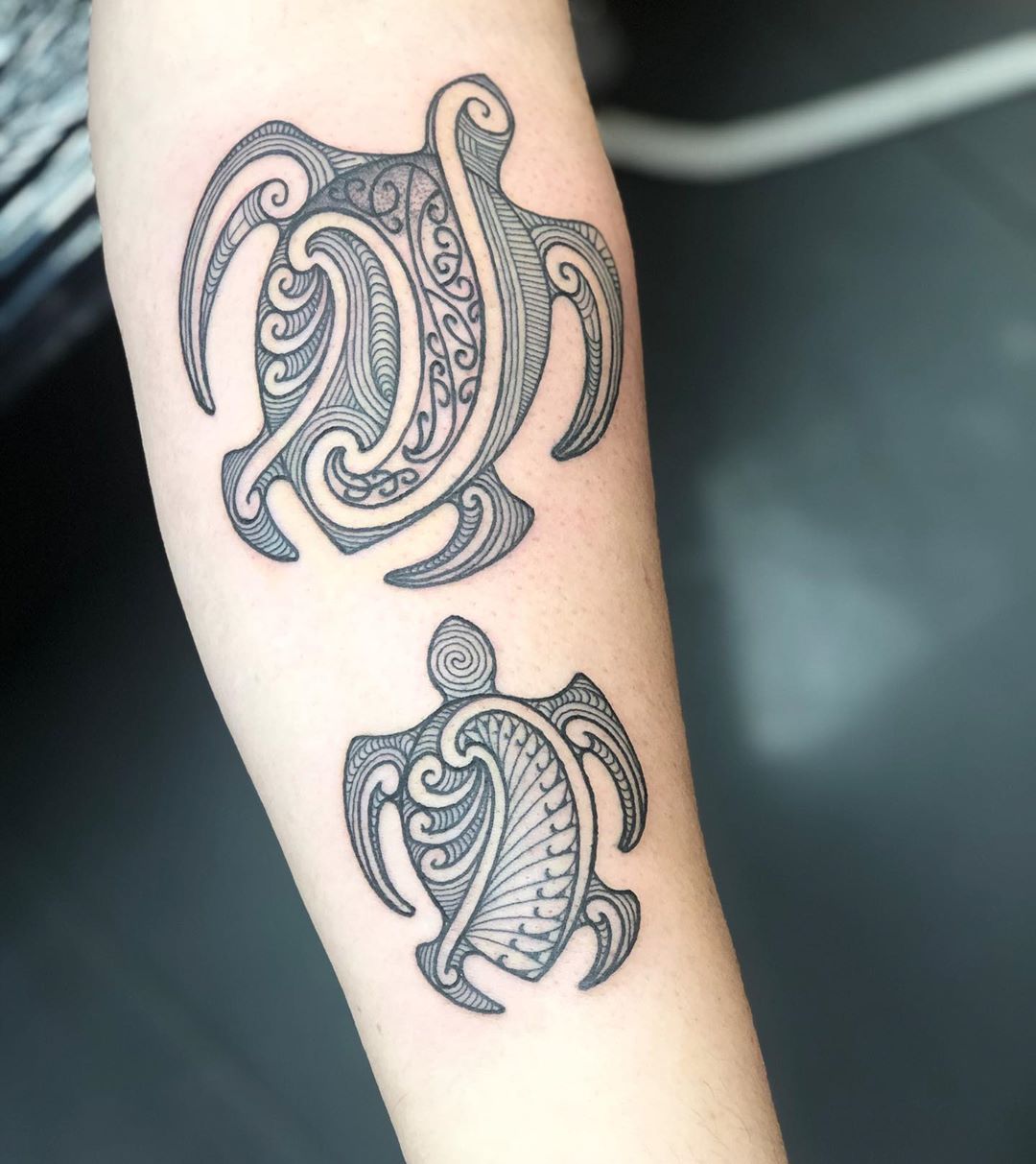 Pair of Sea Turtle Tattoos