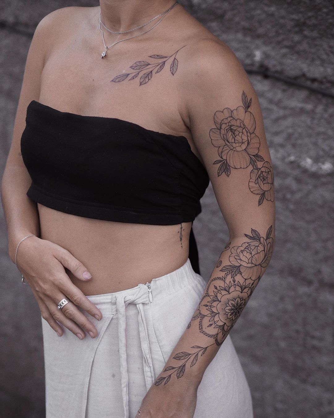 Image of Peony Tattoo arm design