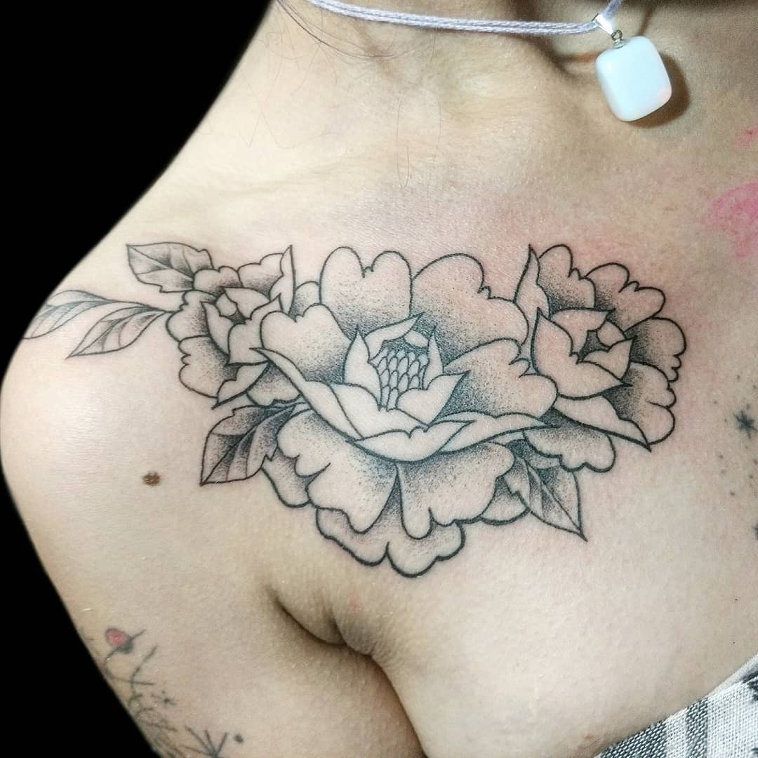 Image of Peony shoulder Tattoo design