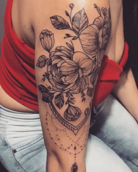 Floral Peony Tattoo design