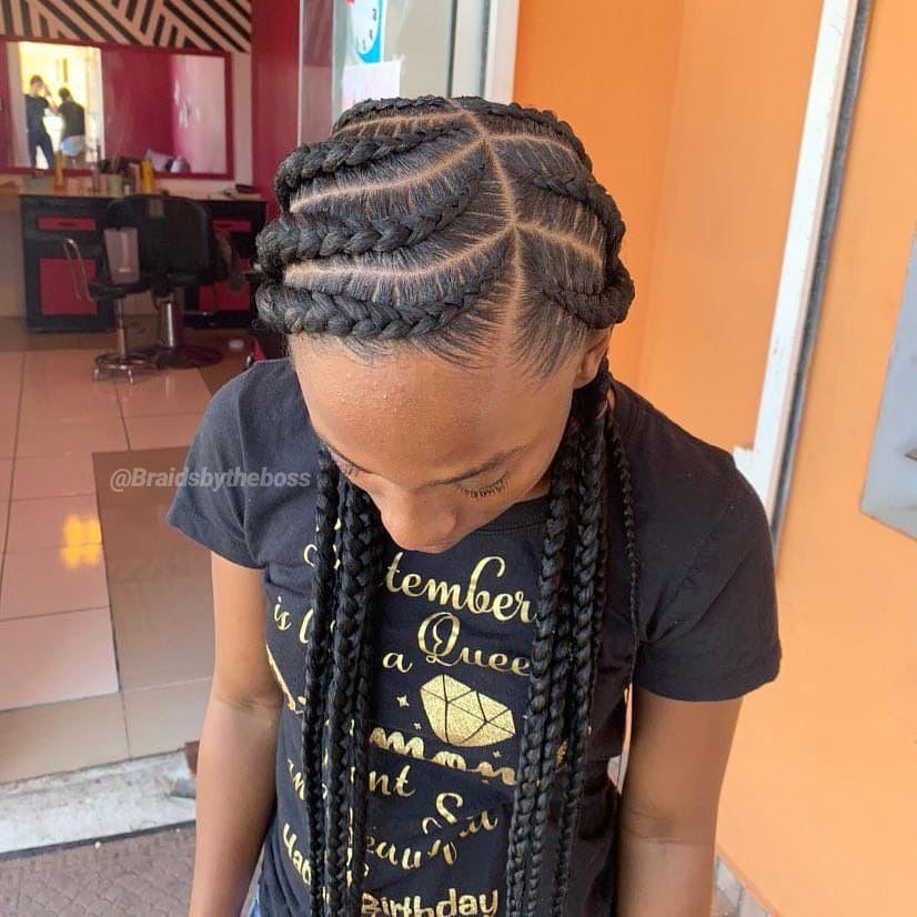 Image of woman with ghana braids hairstyle