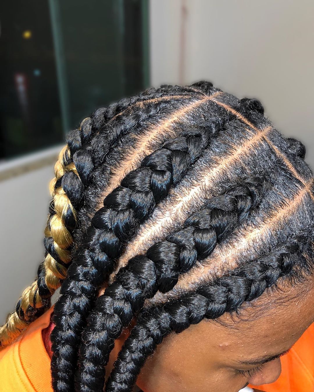 Woman with ghana braids hairstyle
