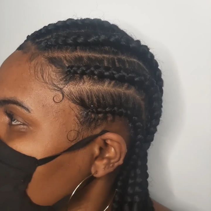 Woman with ghana braids hairstyle