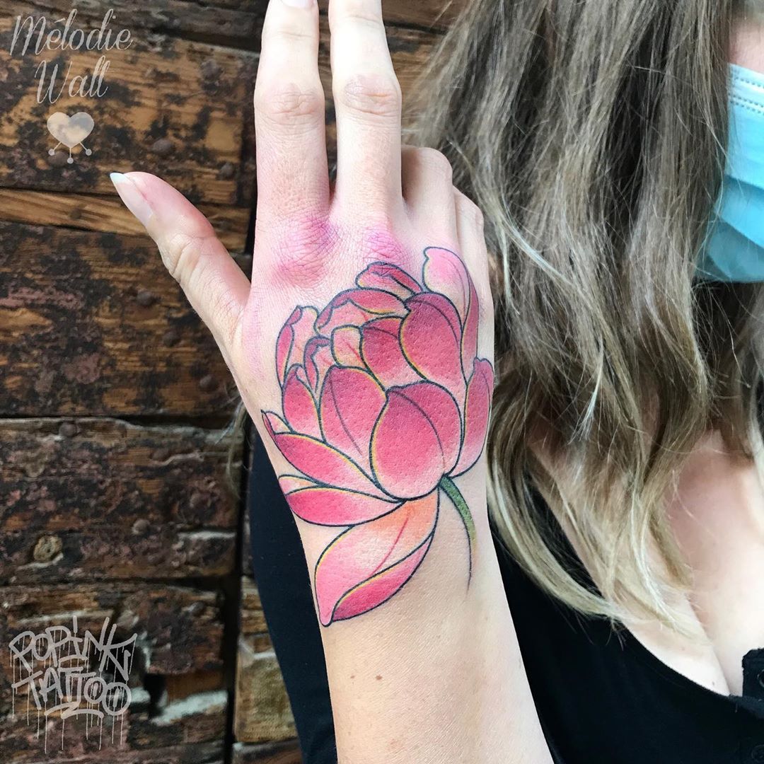 Beautiful lotus flower tattoo design