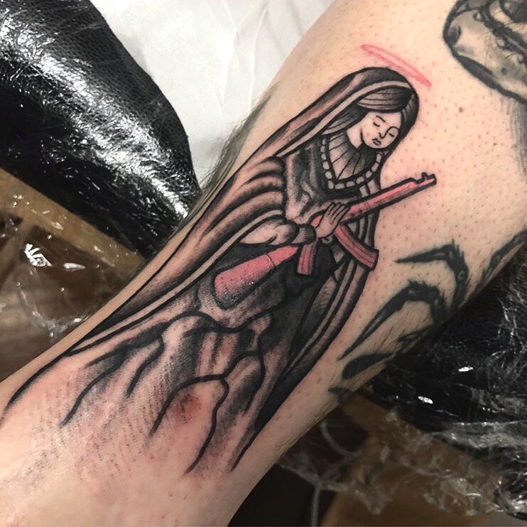 Incredible image of Virgin Mary Tattoo