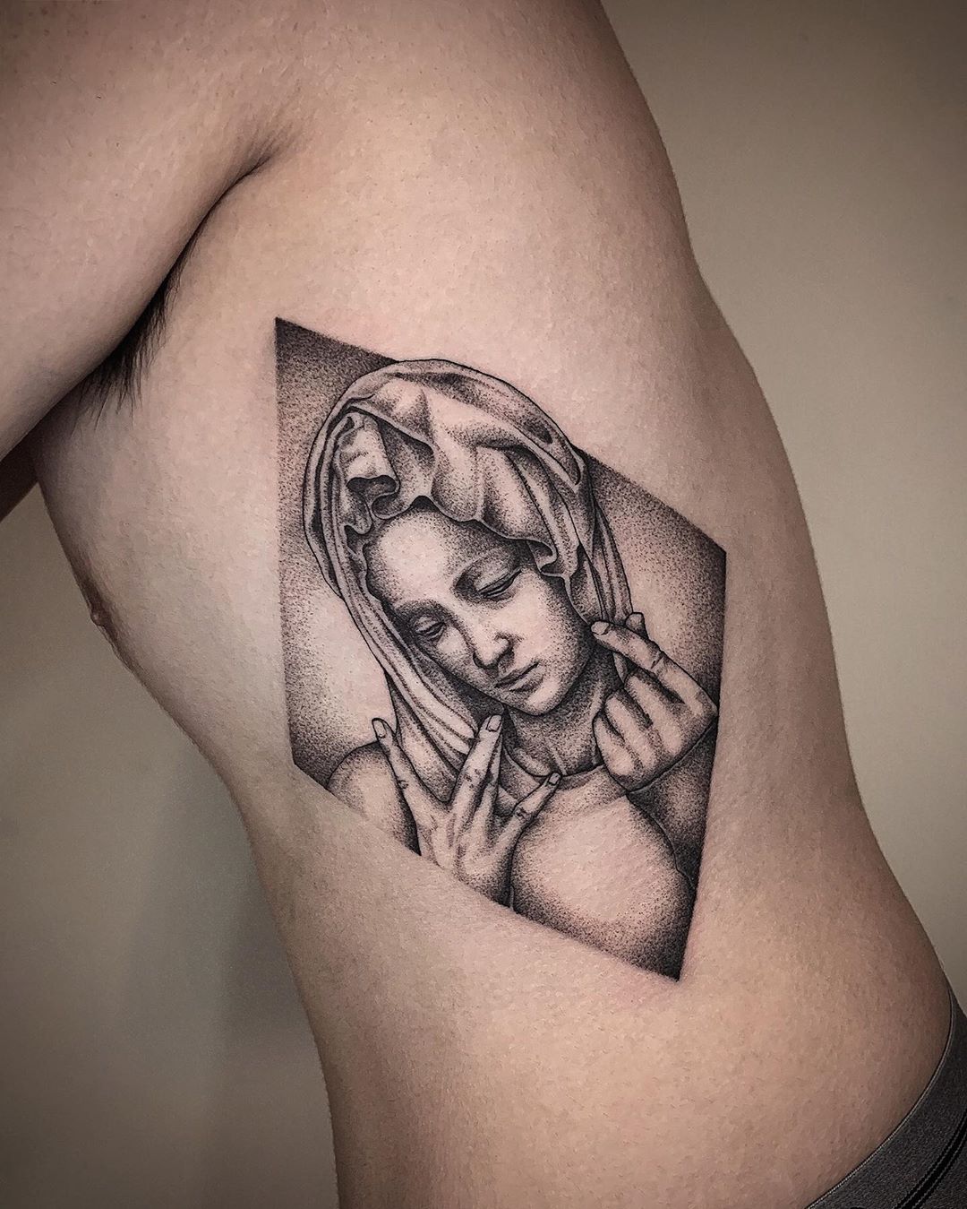 Modern Virgin Mary Tattoo.