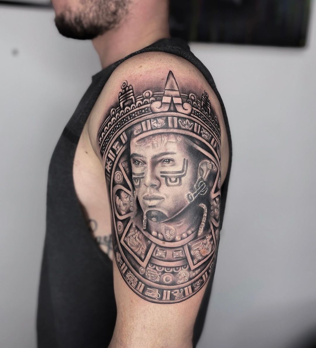 Image of magestic Mayan tattoo