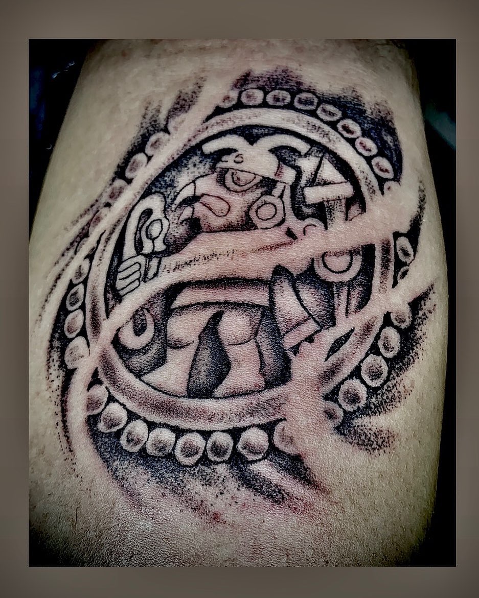 Image of magestic Mayan tattoo