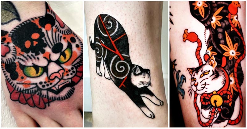 Japanese Cat Tattoo Designs