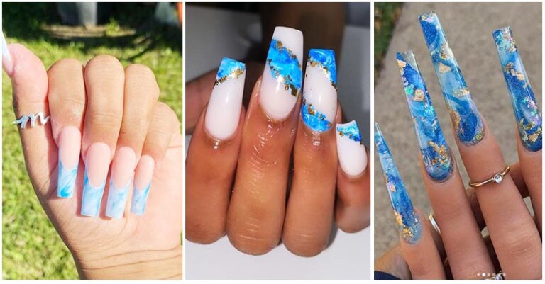 8. 2024 Nail Designs: Baby Blue Marble Nails - wide 1