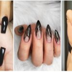 40 Black Marble Nails