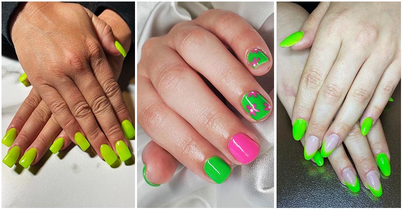1. Neon Green and Black Geometric Nail Design - wide 1